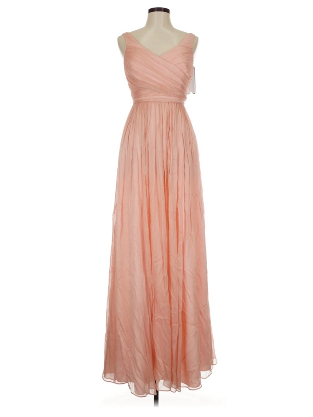 J. Crew Peach Sleeveless V-Neck Maxi Silk Gown